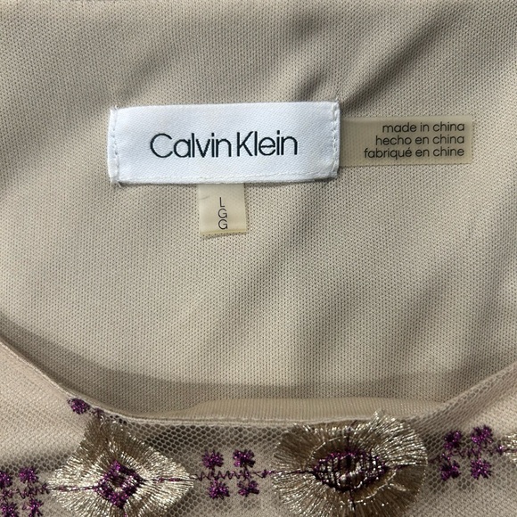 Calvin Klein Gold & Purple Design Over Tan Lining Size Large - Picture 7 of 8